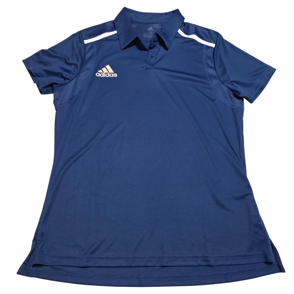 Adidas W TI Polo Royal Blue White Piping Short Sleeve Athletic Shirt Size Medium